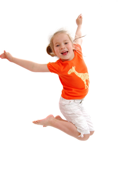 little girl jumping