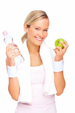 Woman holding an apple