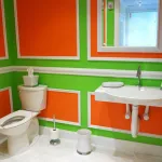 Colorful and clean office restroom